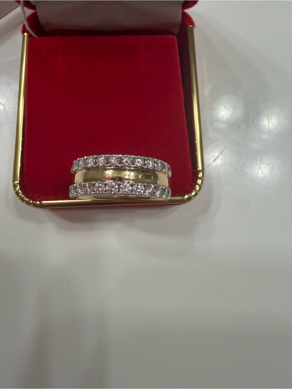 Real natural diamond 14k yellow gold wedding band 1.28 ct layered ring VS2 I - Picture 3 of 10